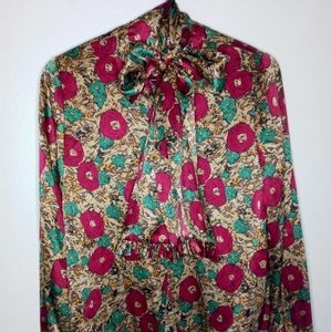 Silk Satin Floral Blouse by Carlisle